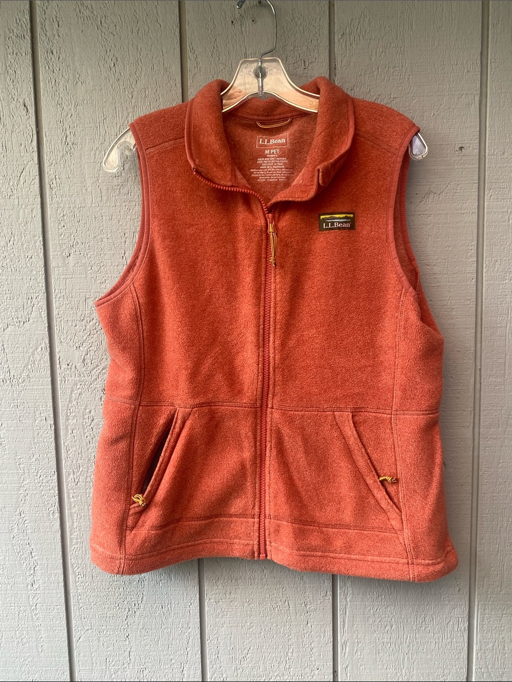 L.L. Bean Women’s Rust Orange Fleece Vest with Zip Pockets